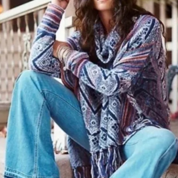 Free People Be The One Turtleneck Poncho Sweater - Picture 4 of 5